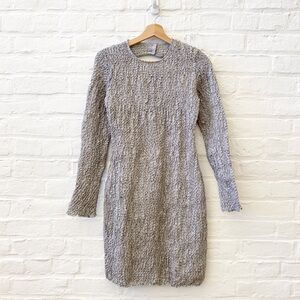 Samsoe || Bianca Crinkle Bodycon Mini Dress Open Back Silver‎ Medium NWT